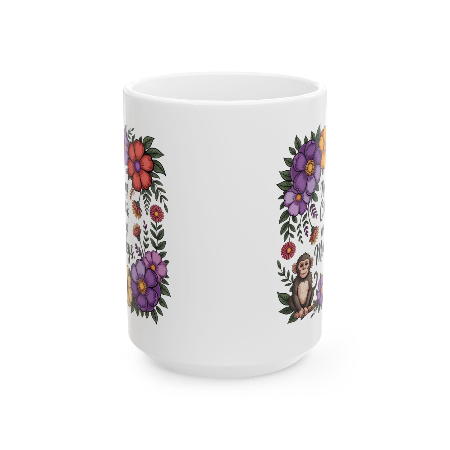 Floral Monkey Ceramic Mug - Perfect Gift for Nature Lovers