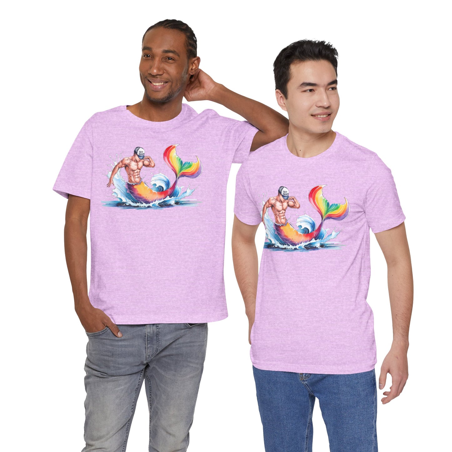 Boy Beach Provincetown, Lively Pride Mermaid Tee, Unisex Short Sleeve Shirt for Summer Fun, LGBTQ Pride Apparel, Beach Day Shirt, Gift for Friends