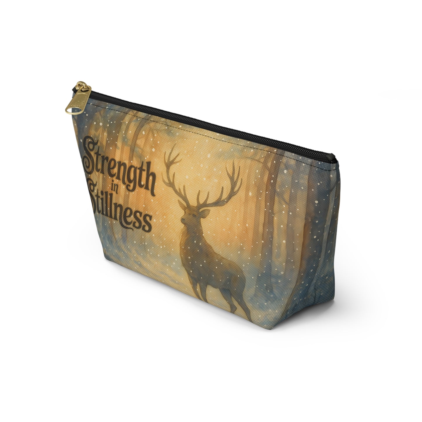 Strength in Stillness Deer Forest Accessory Pouch T bottom