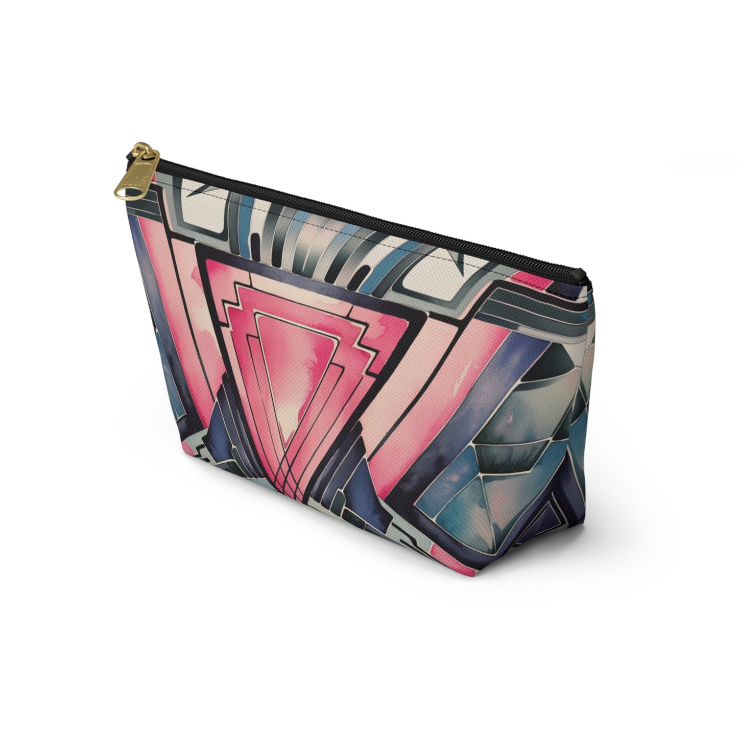 Pink Triangle, Geometric Accessory Pouch | Stylish Makeup Bag, Travel Organizer, Art-Inspired Clutch, Gift for Her, Fashionable Storage