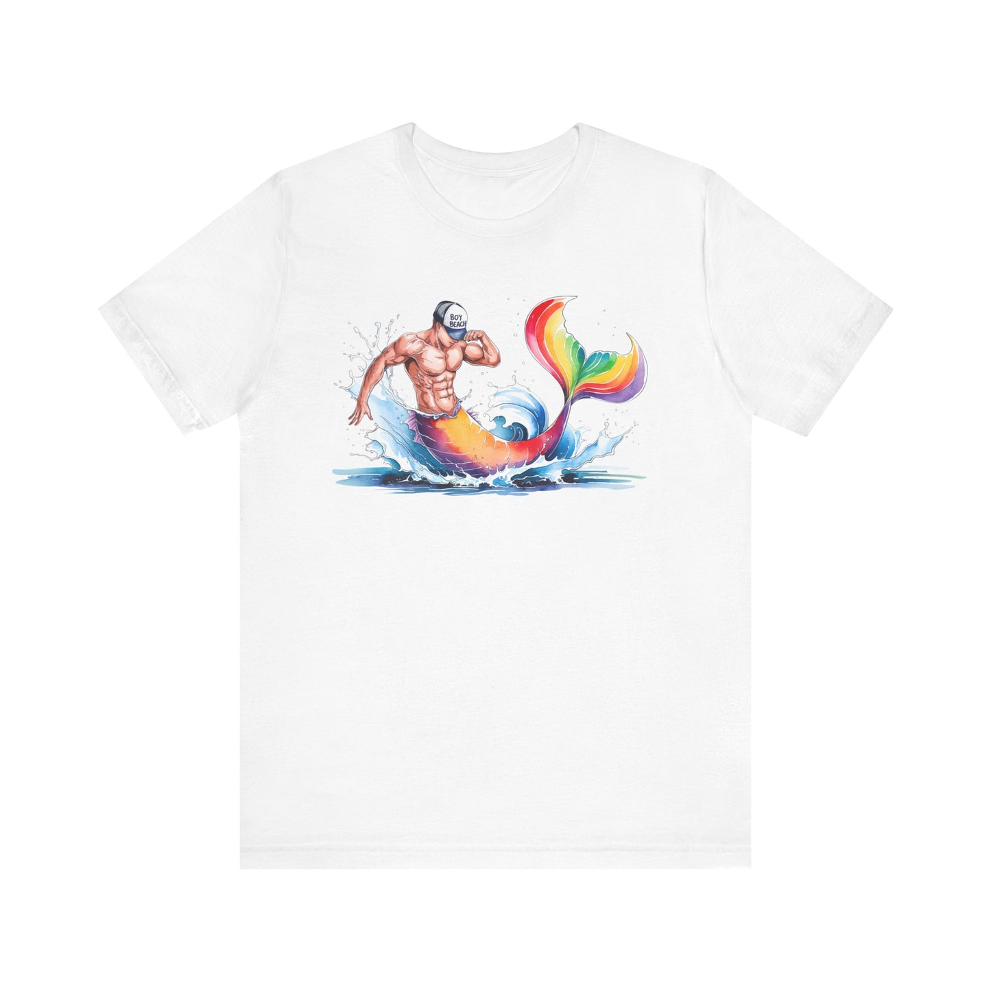 Boy Beach Provincetown, Lively Pride Mermaid Tee, Unisex Short Sleeve Shirt for Summer Fun, LGBTQ Pride Apparel, Beach Day Shirt, Gift for Friends