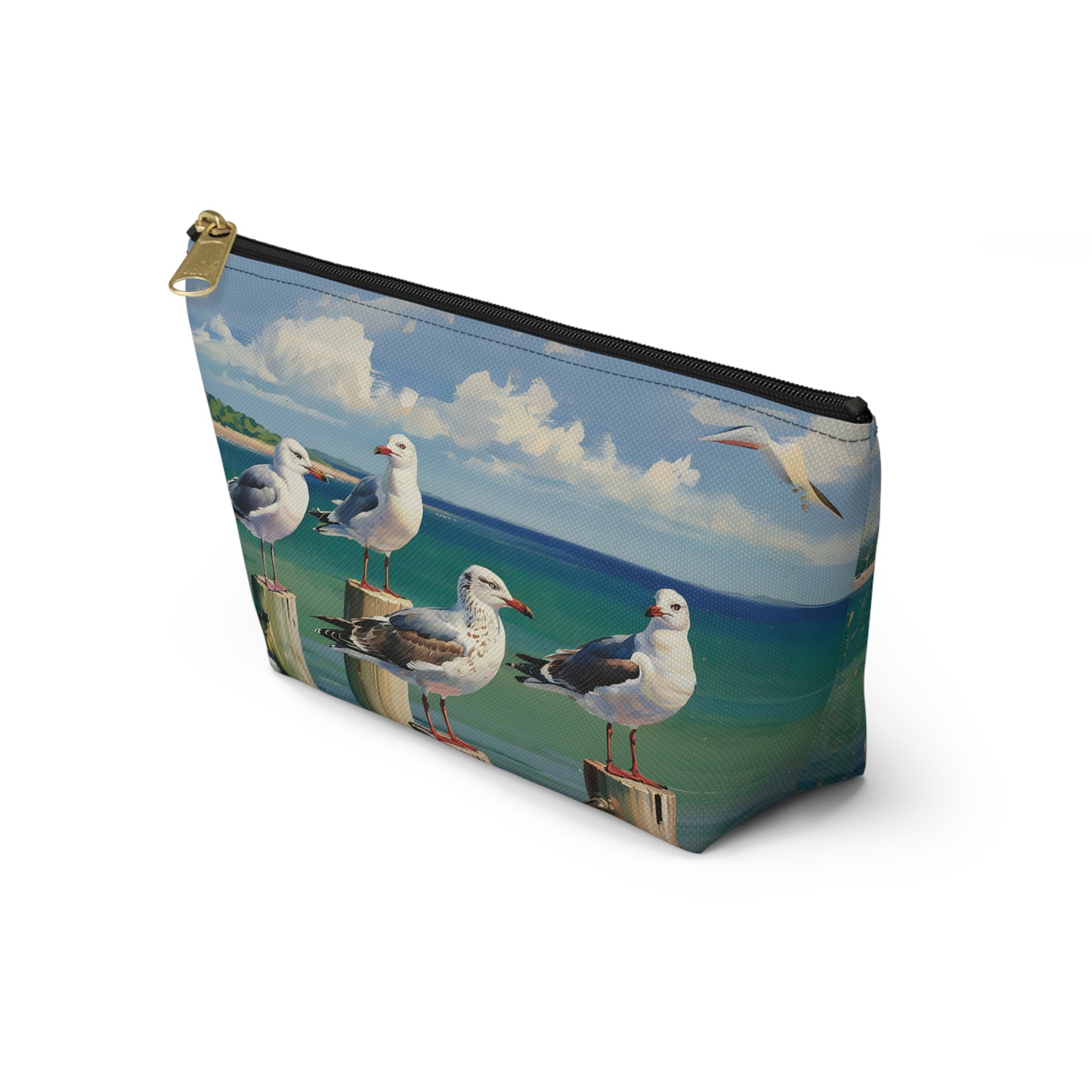 Coastal Seagull Accessory Pouch, Seaside Makeup Bag, Travel Organizer, Beach Themed Gift, Coastal Decor