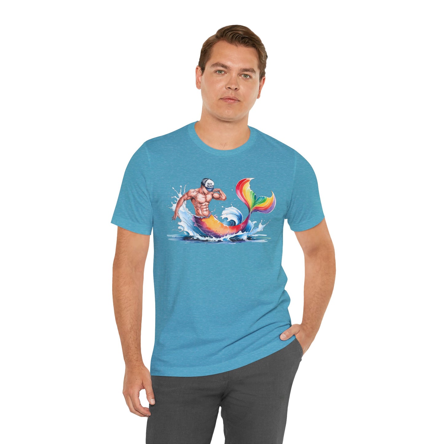 Boy Beach Provincetown, Lively Pride Mermaid Tee, Unisex Short Sleeve Shirt for Summer Fun, LGBTQ Pride Apparel, Beach Day Shirt, Gift for Friends
