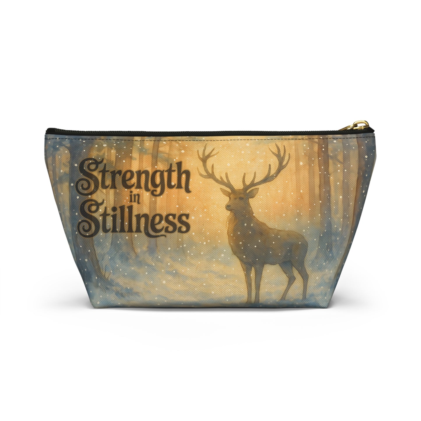 Strength in Stillness Deer Forest Accessory Pouch T bottom