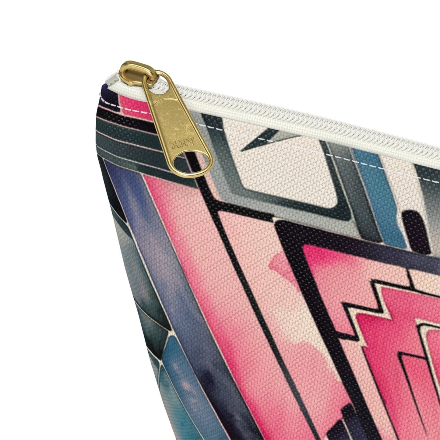 Pink Triangle, Geometric Accessory Pouch | Stylish Makeup Bag, Travel Organizer, Art-Inspired Clutch, Gift for Her, Fashionable Storage