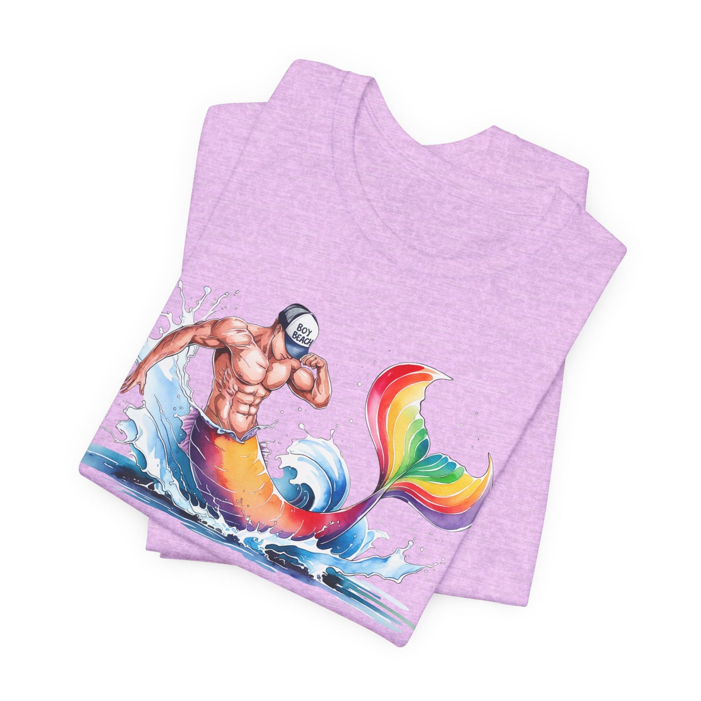 Boy Beach Provincetown, Lively Pride Mermaid Tee, Unisex Short Sleeve Shirt for Summer Fun, LGBTQ Pride Apparel, Beach Day Shirt, Gift for Friends