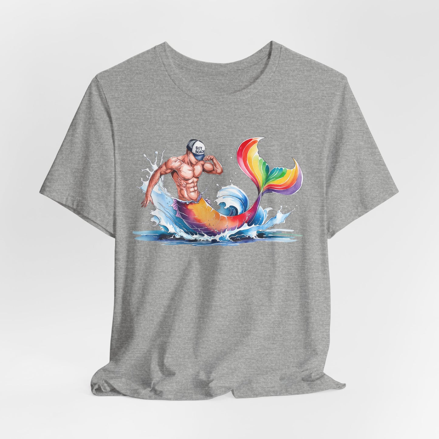 Boy Beach Provincetown, Lively Pride Mermaid Tee, Unisex Short Sleeve Shirt for Summer Fun, LGBTQ Pride Apparel, Beach Day Shirt, Gift for Friends