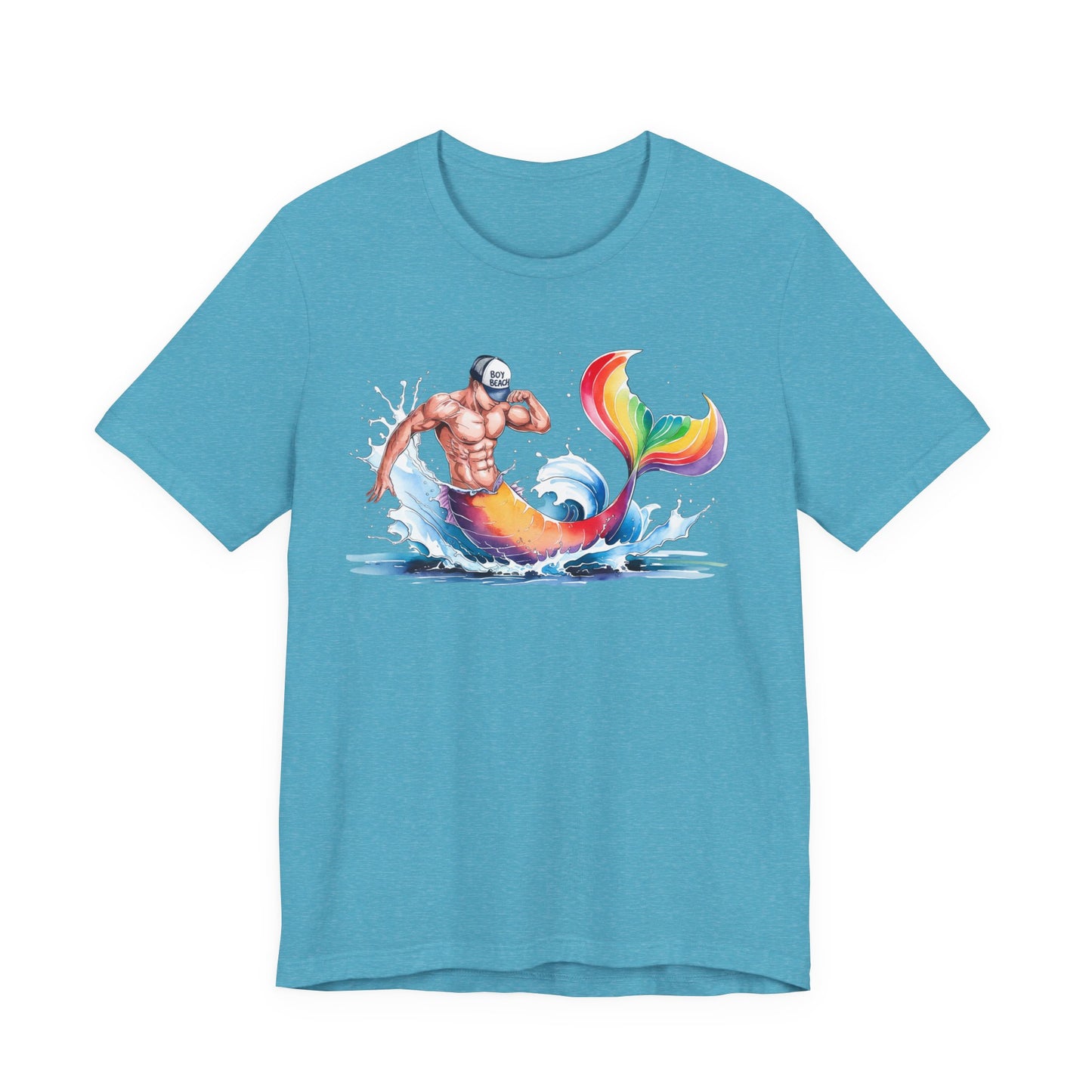 Boy Beach Provincetown, Lively Pride Mermaid Tee, Unisex Short Sleeve Shirt for Summer Fun, LGBTQ Pride Apparel, Beach Day Shirt, Gift for Friends