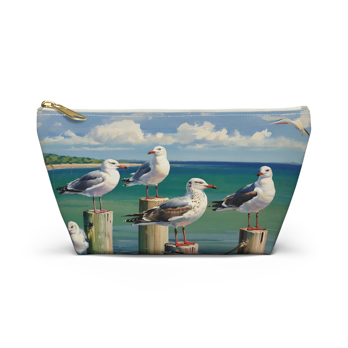 Coastal Seagull Accessory Pouch, Seaside Makeup Bag, Travel Organizer, Beach Themed Gift, Coastal Decor