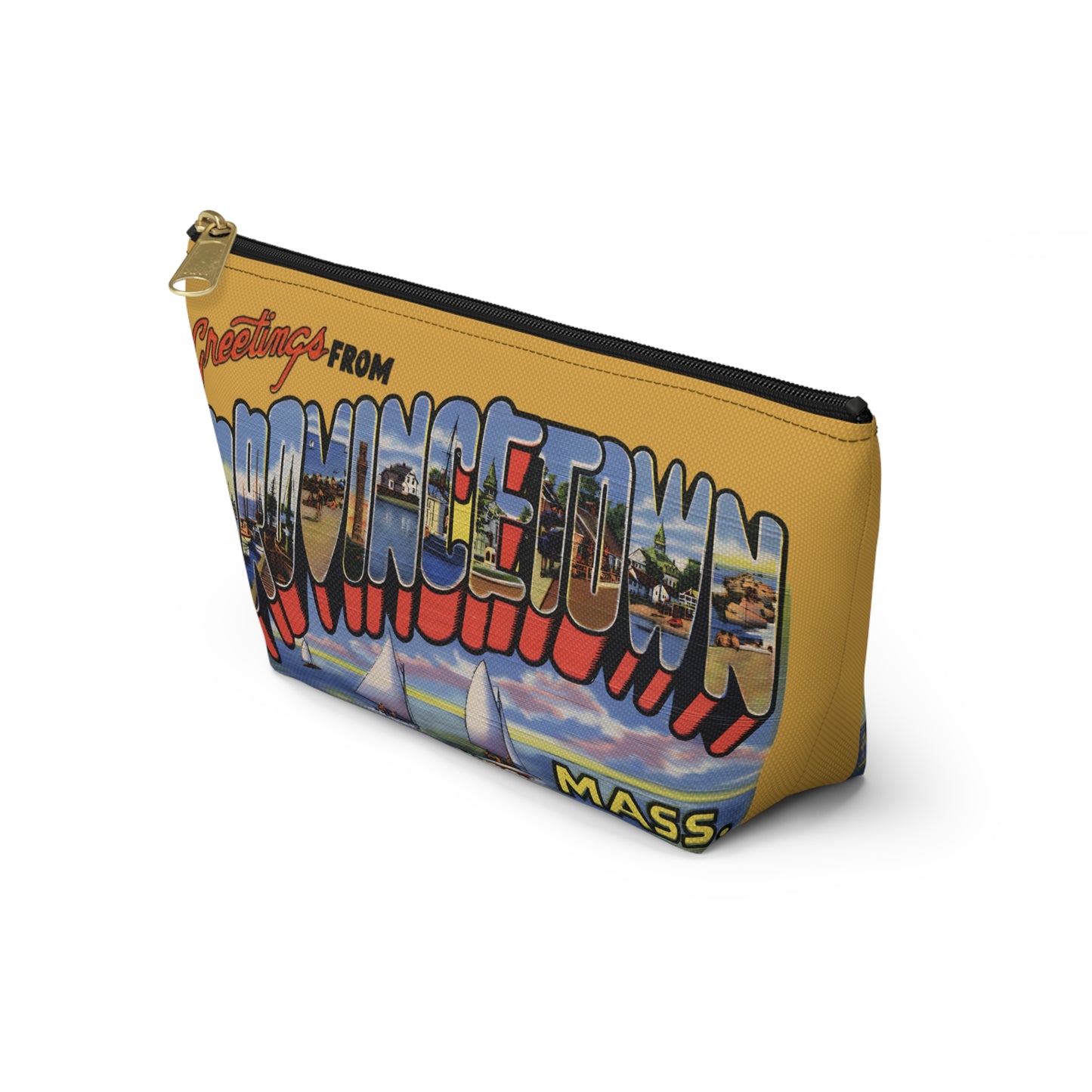 Provincetown Greetings Accessory Pouch - Travel Organizer, Makeup Bag, Cute Gift, T-bottom Zipper Pouch