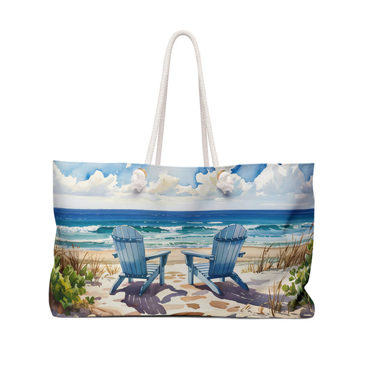 Beach Chair Besties Tote Bag, Coastal Escape Weekender Bag - Perfect for Beach Trips, Travel, Gym, Weekend Getaways, Vacation Bag, Tote