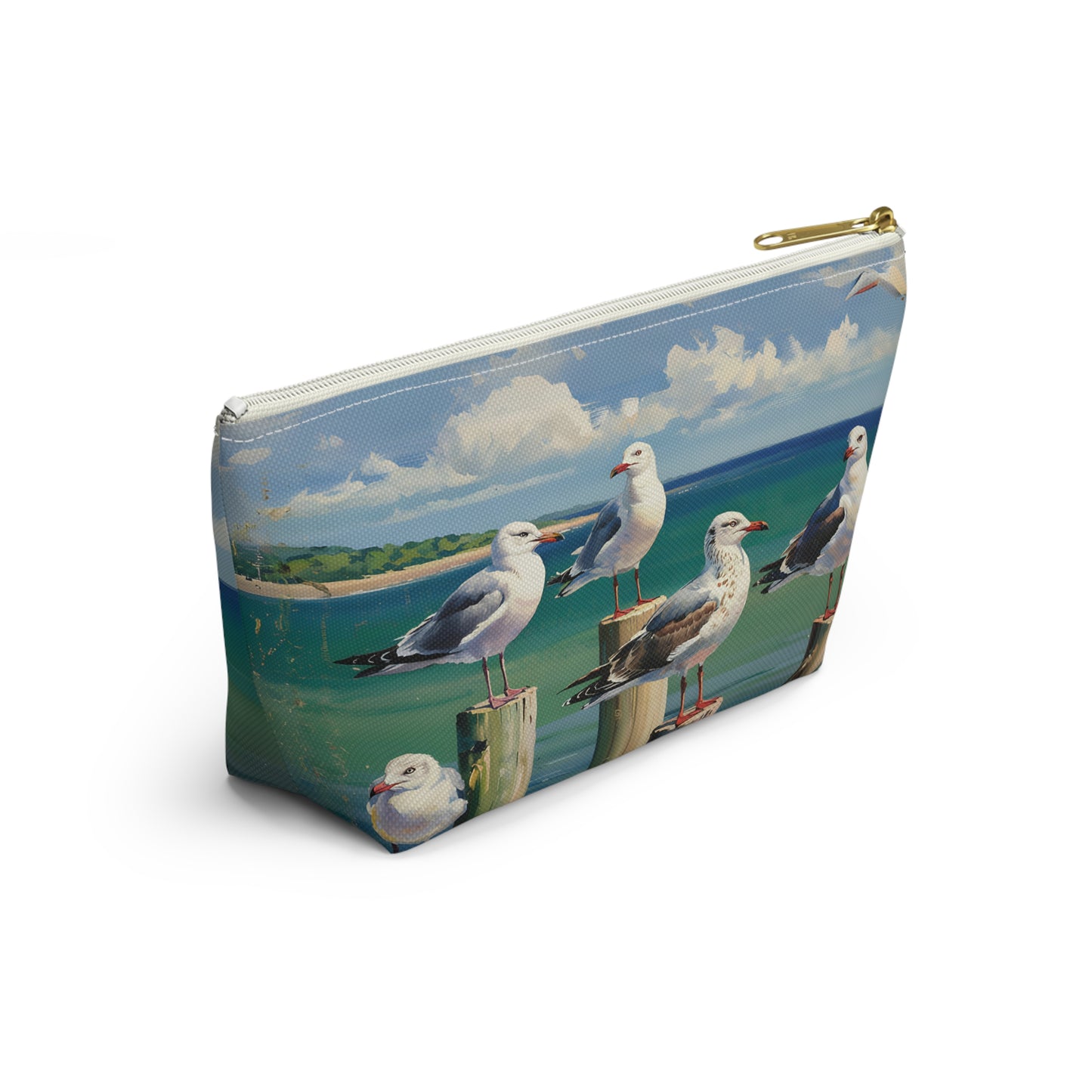 Coastal Seagull Accessory Pouch, Seaside Makeup Bag, Travel Organizer, Beach Themed Gift, Coastal Decor