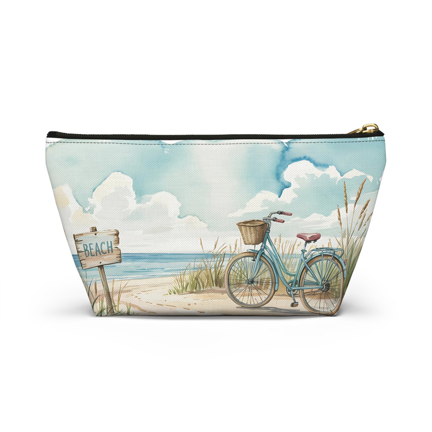 Beach Bike Ride, Summer Beach Accessory Pouch, Fun Travel Kit, Make-Up Bag, Gift for Beach Lovers, Vacation Essentials, Coastal Decor