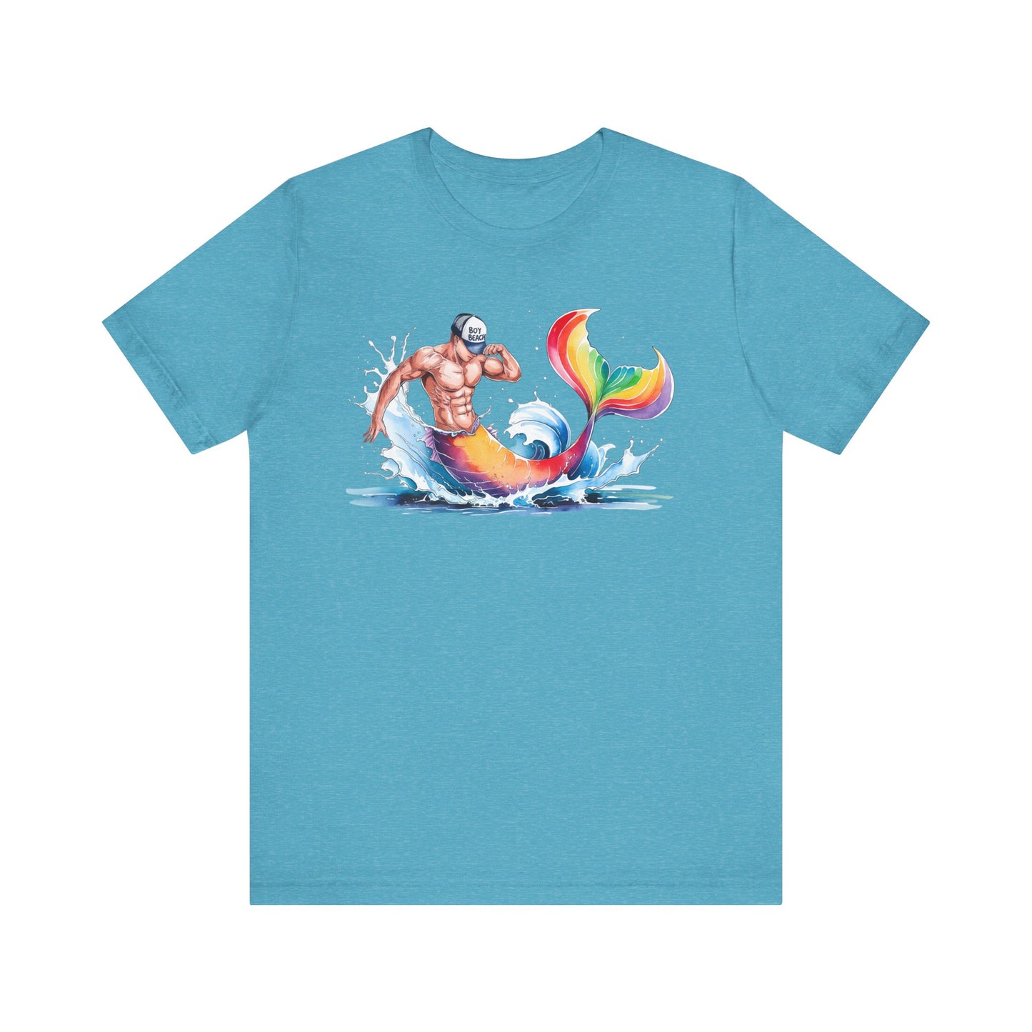 Boy Beach Provincetown, Lively Pride Mermaid Tee, Unisex Short Sleeve Shirt for Summer Fun, LGBTQ Pride Apparel, Beach Day Shirt, Gift for Friends