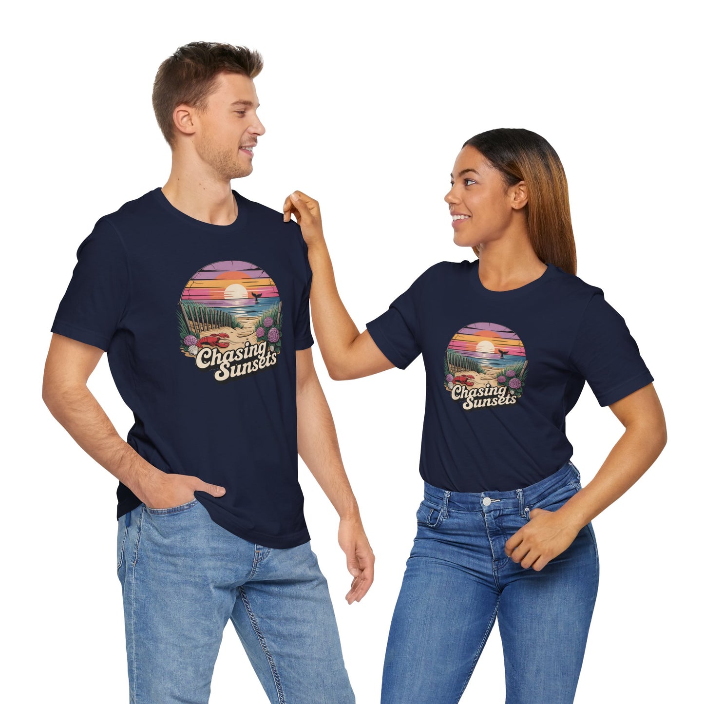 Chasing Sunsets Unisex Short Sleeve Tee - Perfect for Beach Lovers
