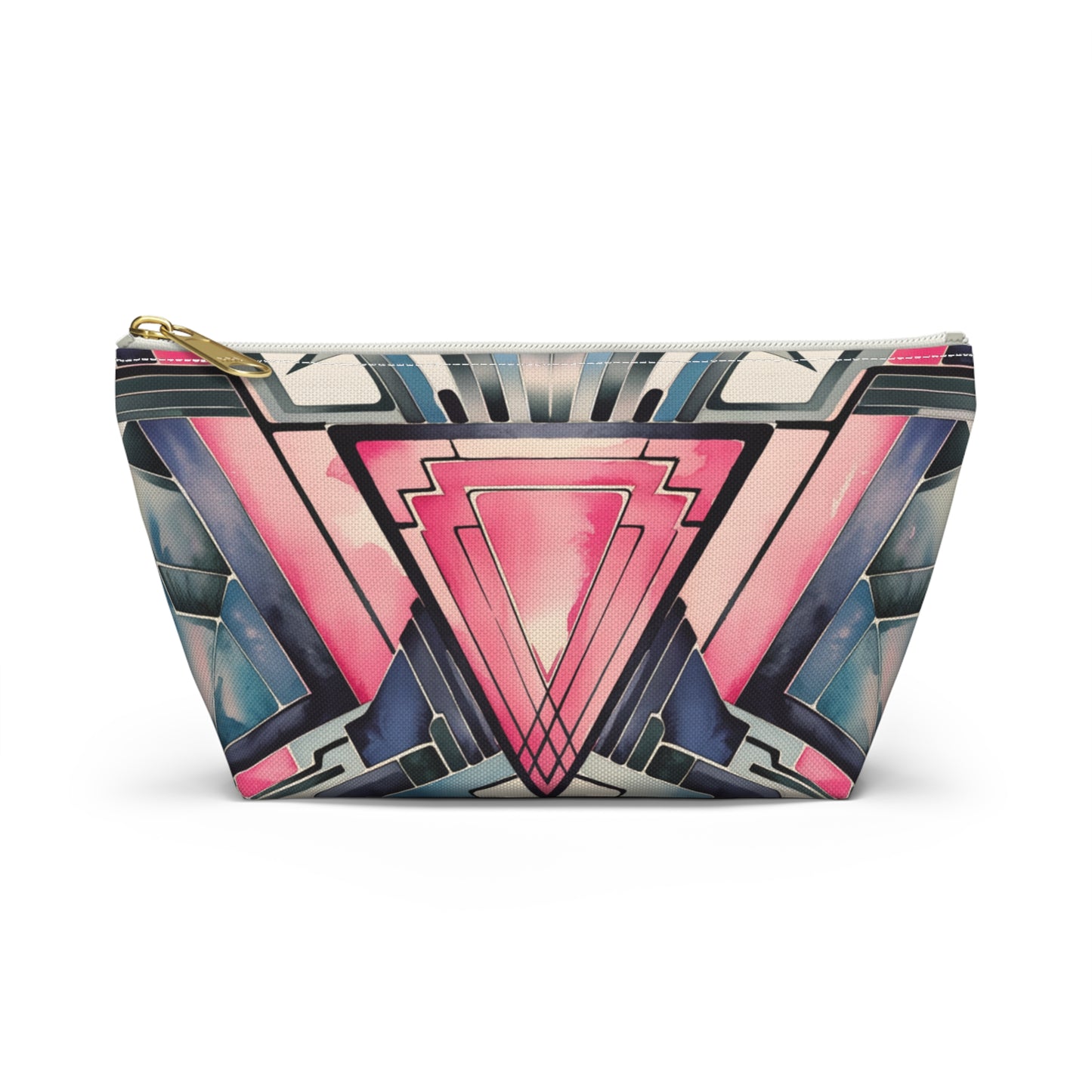 Pink Triangle, Geometric Accessory Pouch | Stylish Makeup Bag, Travel Organizer, Art-Inspired Clutch, Gift for Her, Fashionable Storage