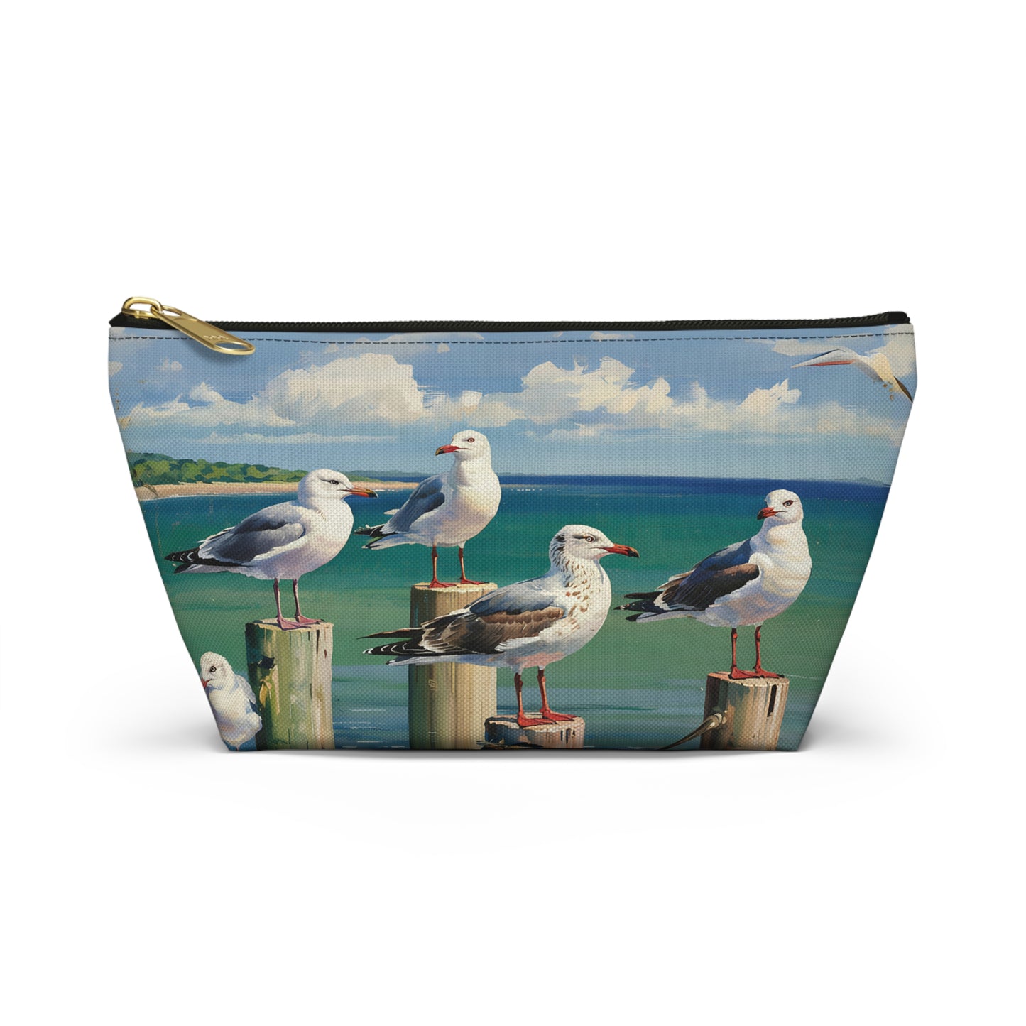 Coastal Seagull Accessory Pouch, Seaside Makeup Bag, Travel Organizer, Beach Themed Gift, Coastal Decor