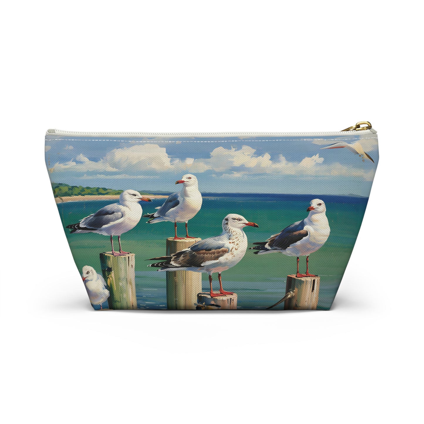 Coastal Seagull Accessory Pouch, Seaside Makeup Bag, Travel Organizer, Beach Themed Gift, Coastal Decor