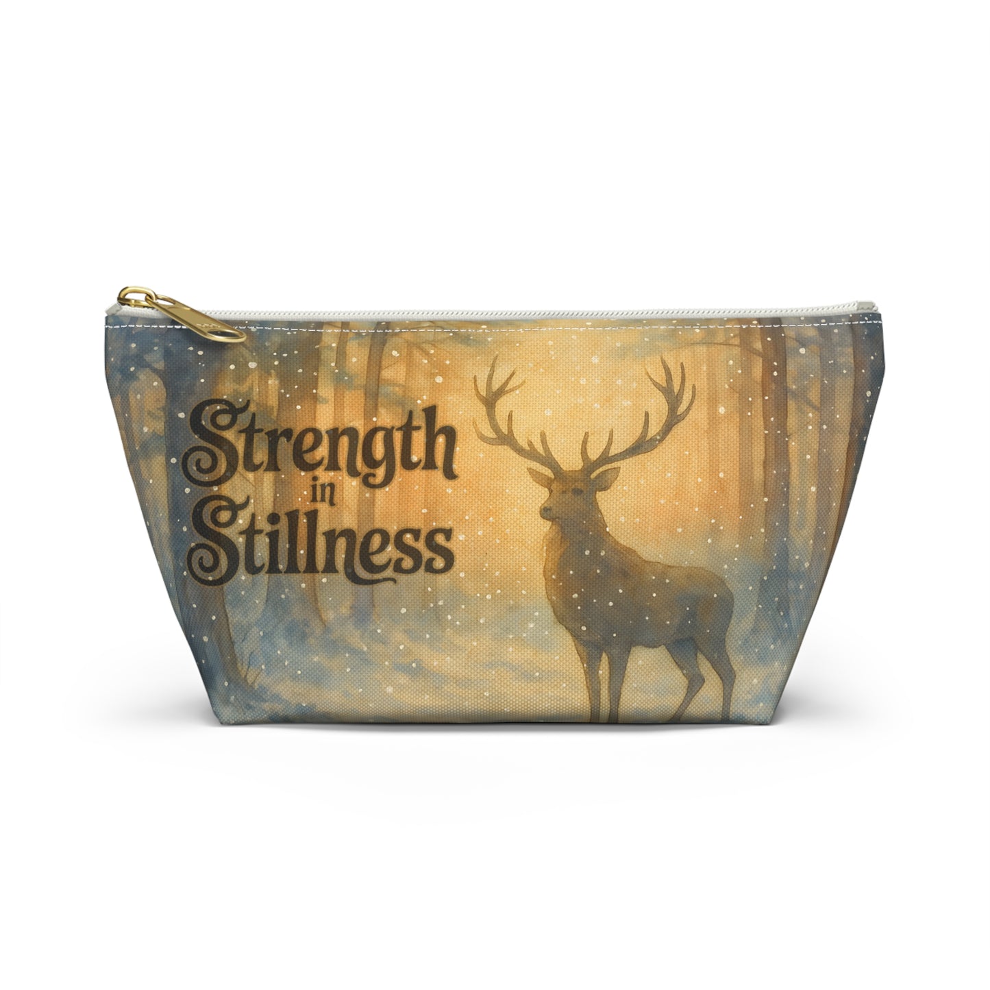 Strength in Stillness Deer Forest Accessory Pouch T bottom
