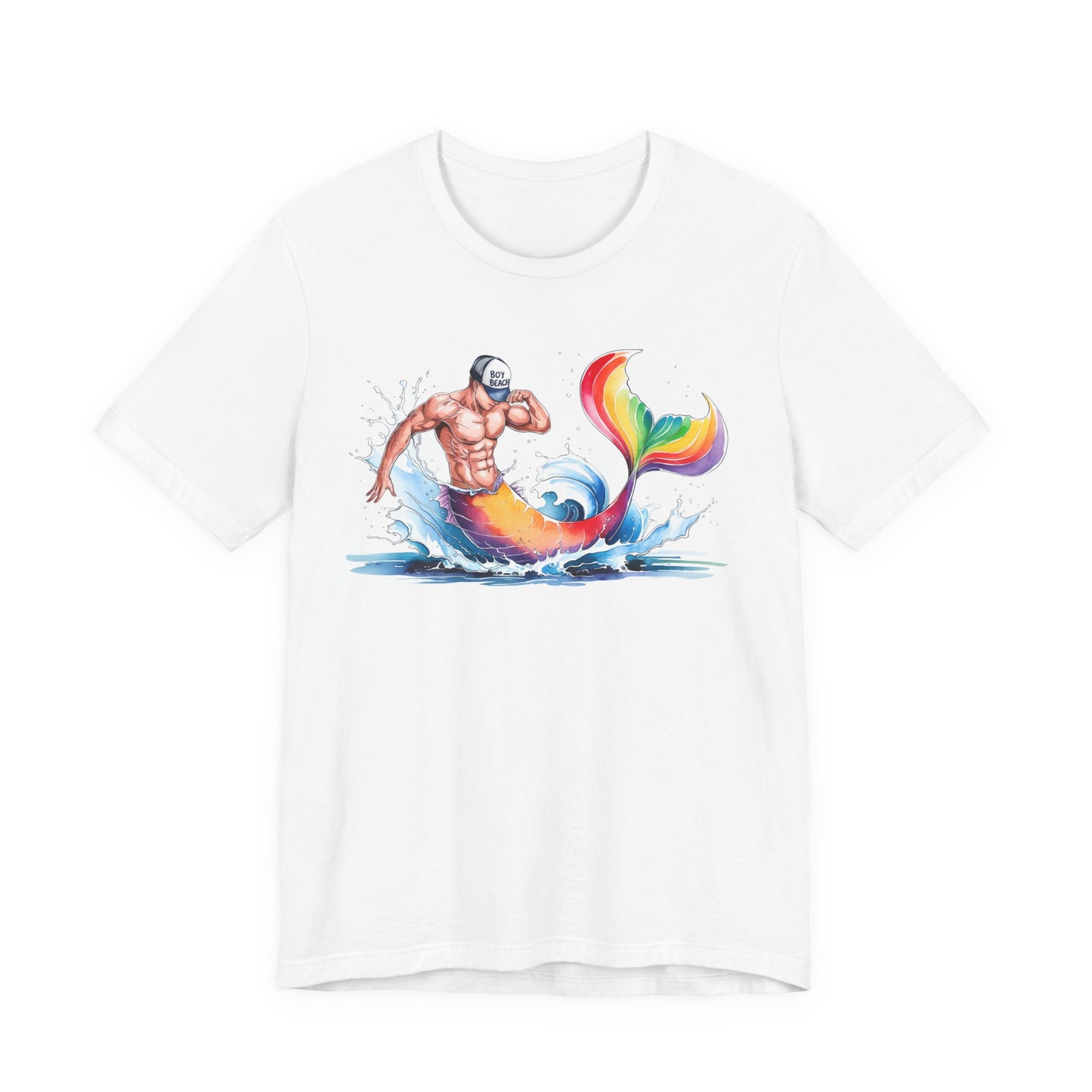 Boy Beach Provincetown, Lively Pride Mermaid Tee, Unisex Short Sleeve Shirt for Summer Fun, LGBTQ Pride Apparel, Beach Day Shirt, Gift for Friends