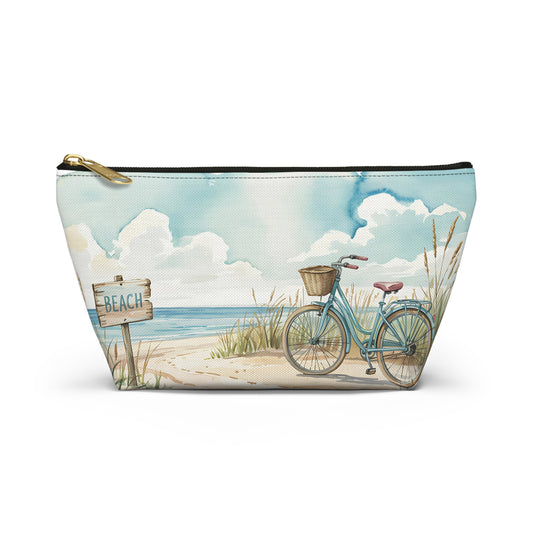 Beach Bike Ride, Summer Beach Accessory Pouch, Fun Travel Kit, Make-Up Bag, Gift for Beach Lovers, Vacation Essentials, Coastal Decor