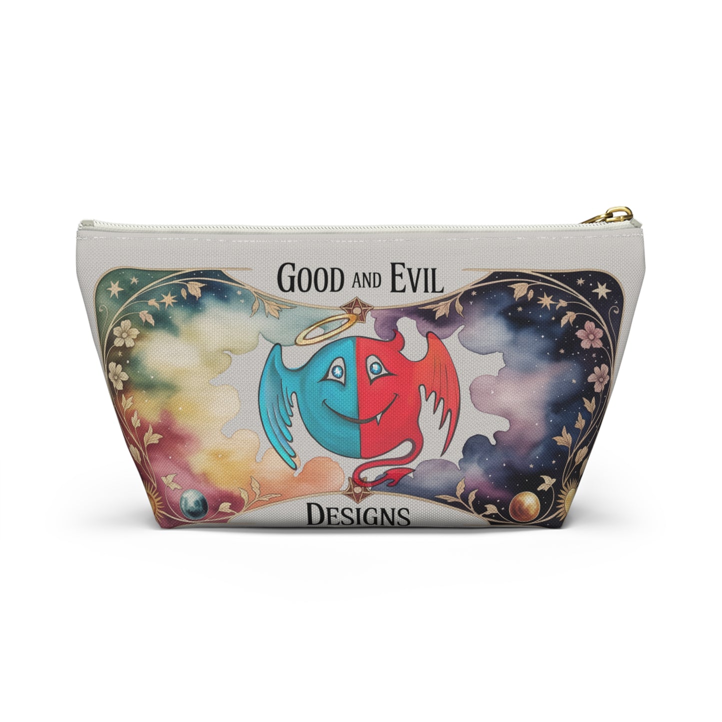 Good and Evil Desing Themed Accessory Pouch, Makeup Bag, Travel Organizer, Gift for Gamers, Cartoon Inspired