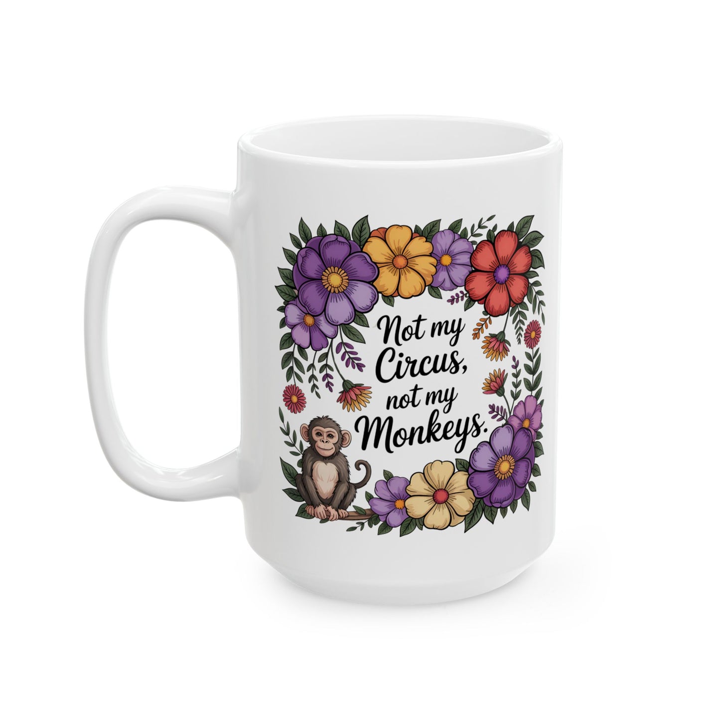 Floral Monkey Ceramic Mug - Perfect Gift for Nature Lovers