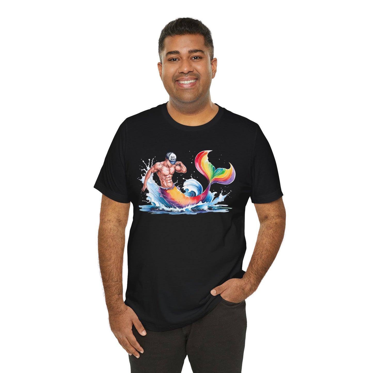 Boy Beach Provincetown, Lively Pride Mermaid Tee, Unisex Short Sleeve Shirt for Summer Fun, LGBTQ Pride Apparel, Beach Day Shirt, Gift for Friends