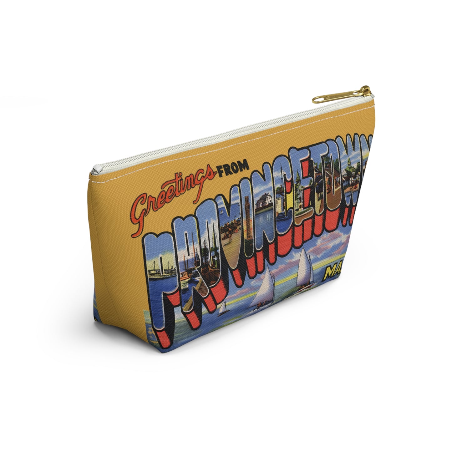Provincetown Greetings Accessory Pouch - Travel Organizer, Makeup Bag, Cute Gift, T-bottom Zipper Pouch