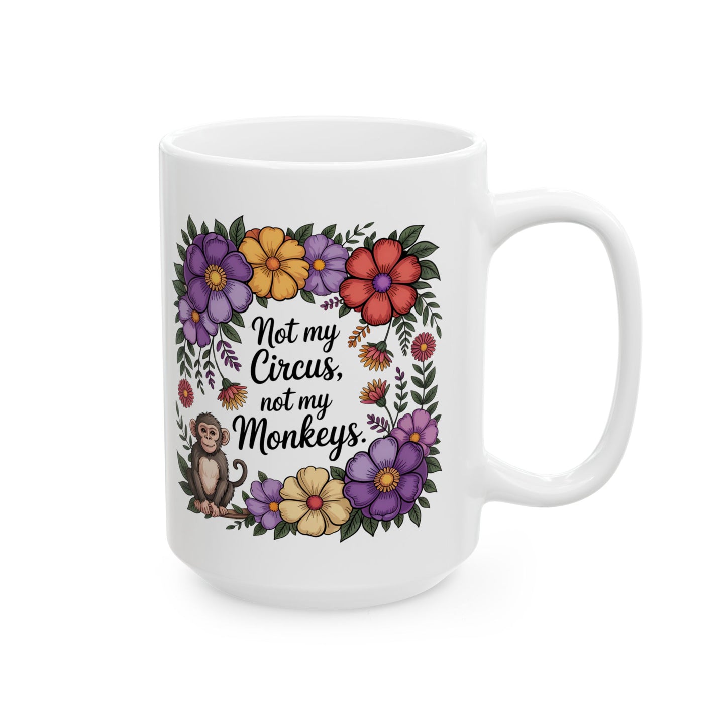 Floral Monkey Ceramic Mug - Perfect Gift for Nature Lovers