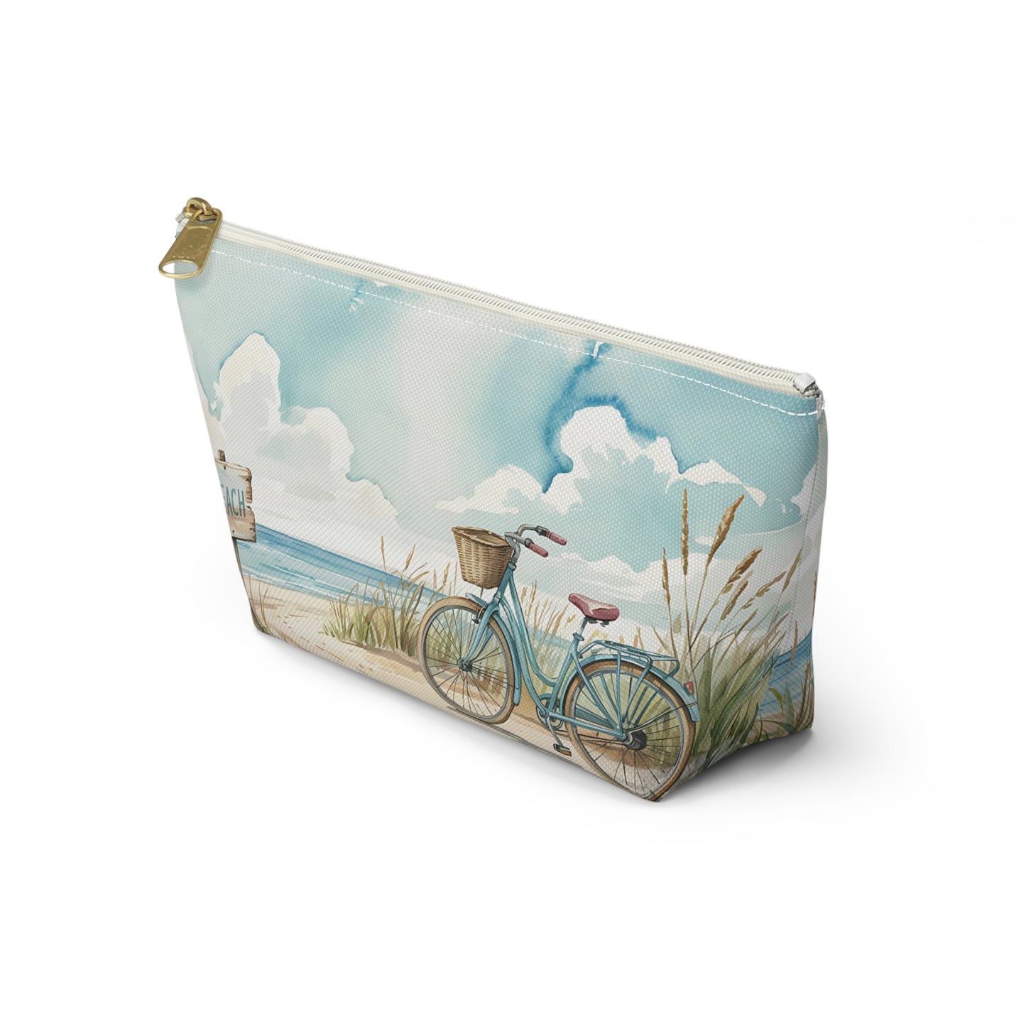 Beach Bike Ride, Summer Beach Accessory Pouch, Fun Travel Kit, Make-Up Bag, Gift for Beach Lovers, Vacation Essentials, Coastal Decor