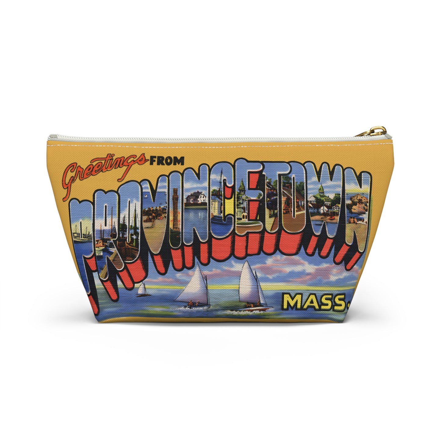Provincetown Greetings Accessory Pouch - Travel Organizer, Makeup Bag, Cute Gift, T-bottom Zipper Pouch
