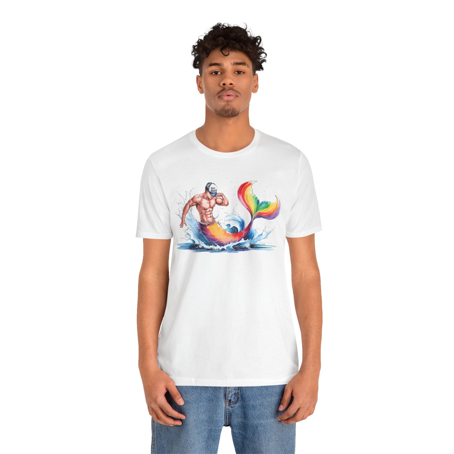 Boy Beach Provincetown, Lively Pride Mermaid Tee, Unisex Short Sleeve Shirt for Summer Fun, LGBTQ Pride Apparel, Beach Day Shirt, Gift for Friends