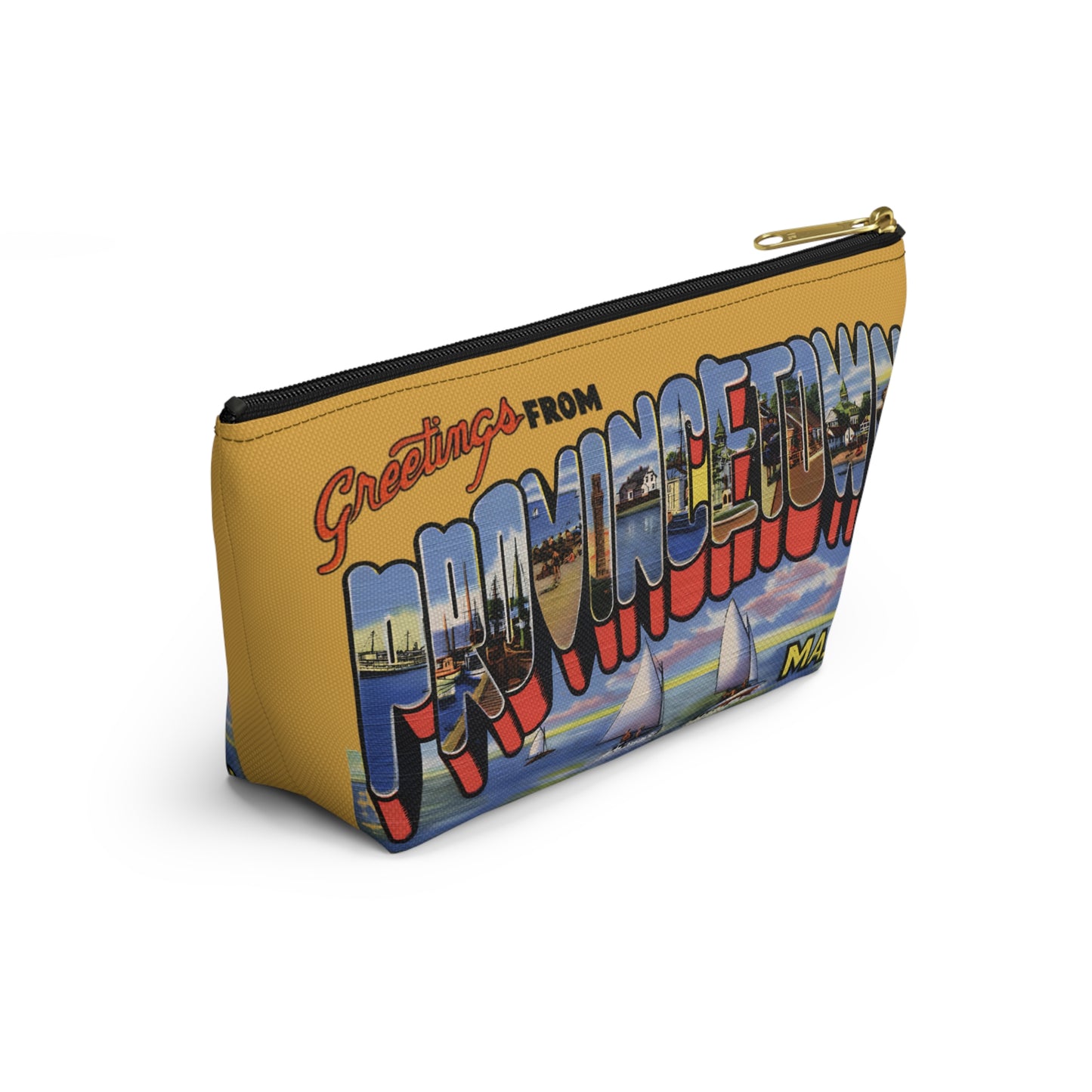 Provincetown Greetings Accessory Pouch - Travel Organizer, Makeup Bag, Cute Gift, T-bottom Zipper Pouch