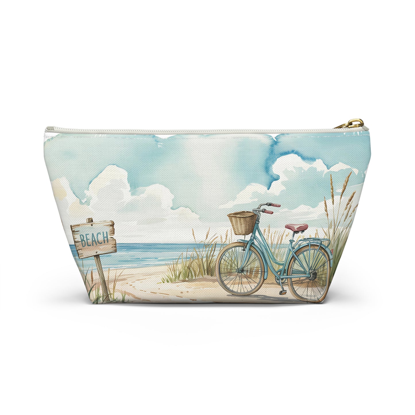Beach Bike Ride, Summer Beach Accessory Pouch, Fun Travel Kit, Make-Up Bag, Gift for Beach Lovers, Vacation Essentials, Coastal Decor