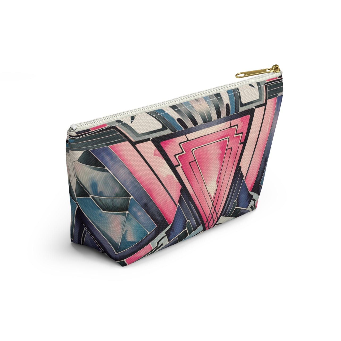 Pink Triangle, Geometric Accessory Pouch | Stylish Makeup Bag, Travel Organizer, Art-Inspired Clutch, Gift for Her, Fashionable Storage