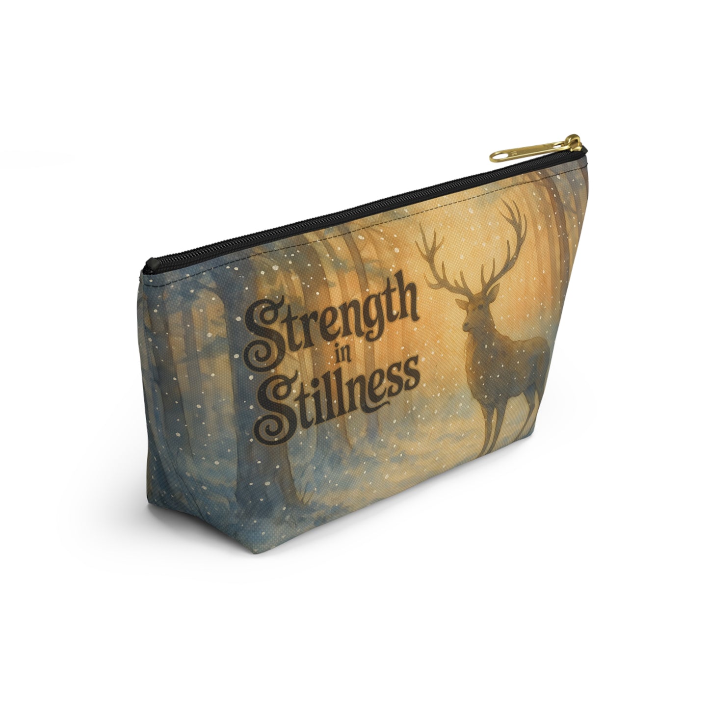 Strength in Stillness Deer Forest Accessory Pouch T bottom