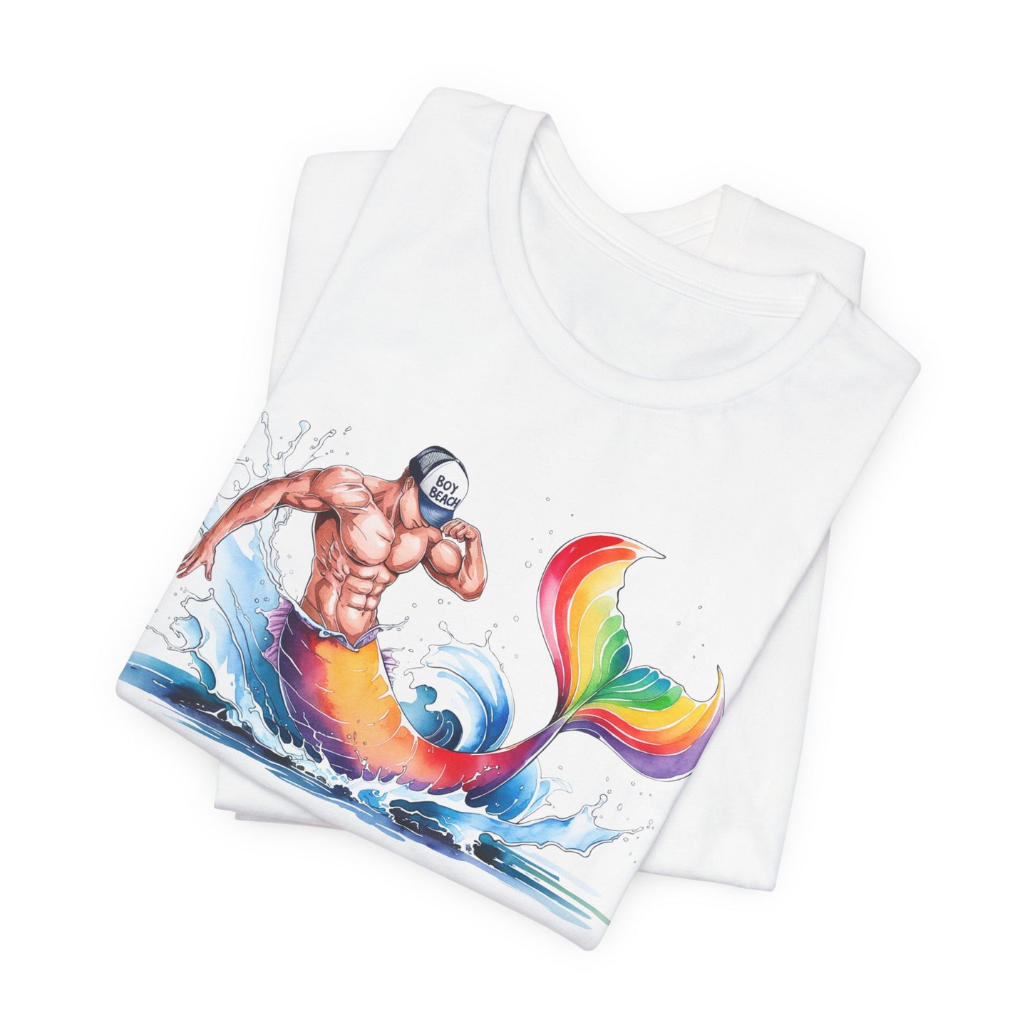 Boy Beach Provincetown, Lively Pride Mermaid Tee, Unisex Short Sleeve Shirt for Summer Fun, LGBTQ Pride Apparel, Beach Day Shirt, Gift for Friends