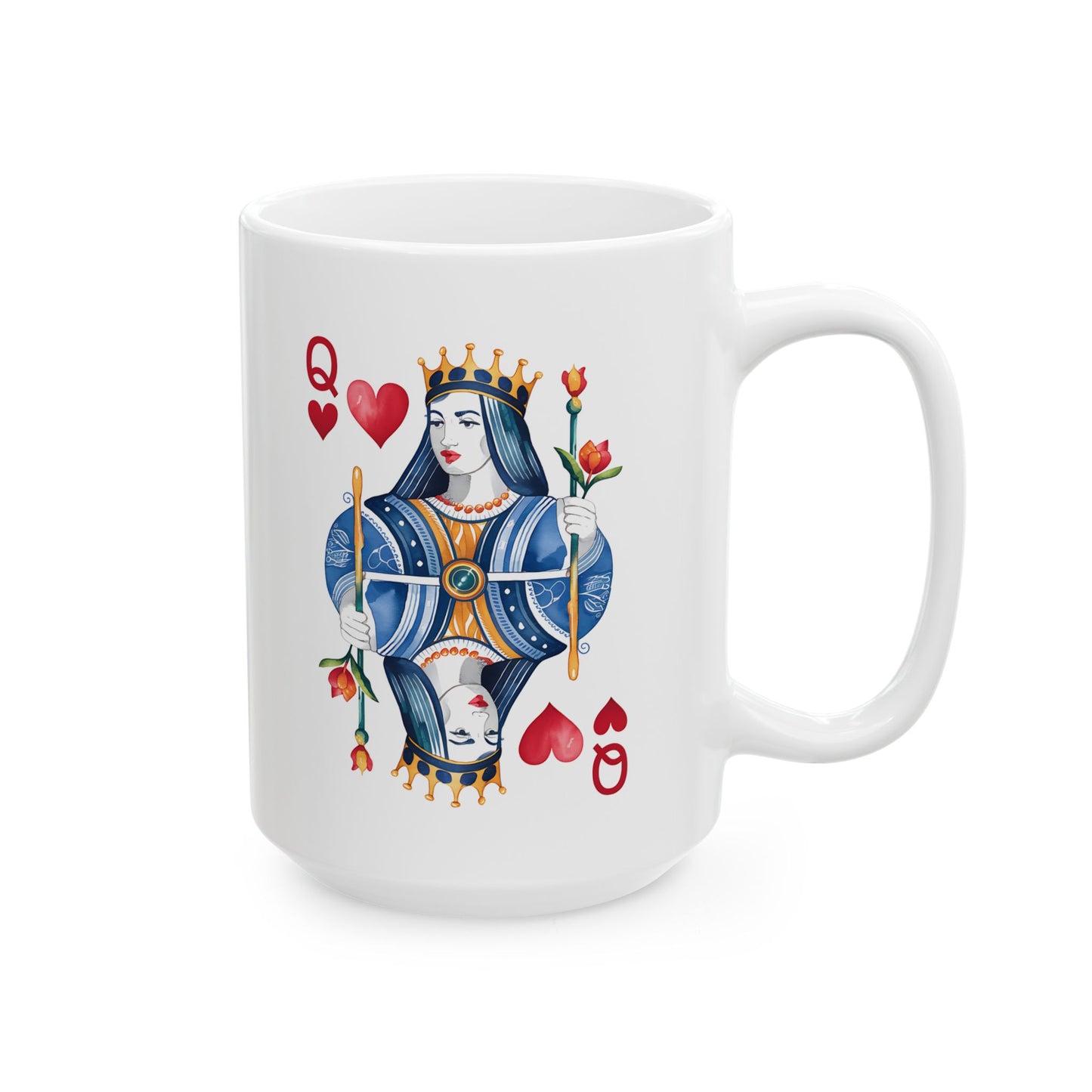 Queen of Hearts, Valentine's Day, Love, Valentine gift, Ceramic Mug, (11oz, 15oz)