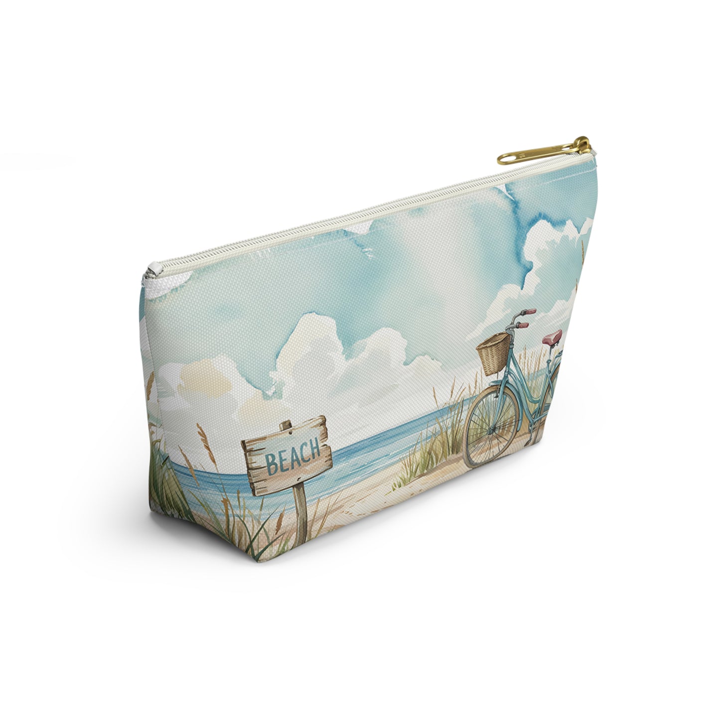 Beach Bike Ride, Summer Beach Accessory Pouch, Fun Travel Kit, Make-Up Bag, Gift for Beach Lovers, Vacation Essentials, Coastal Decor