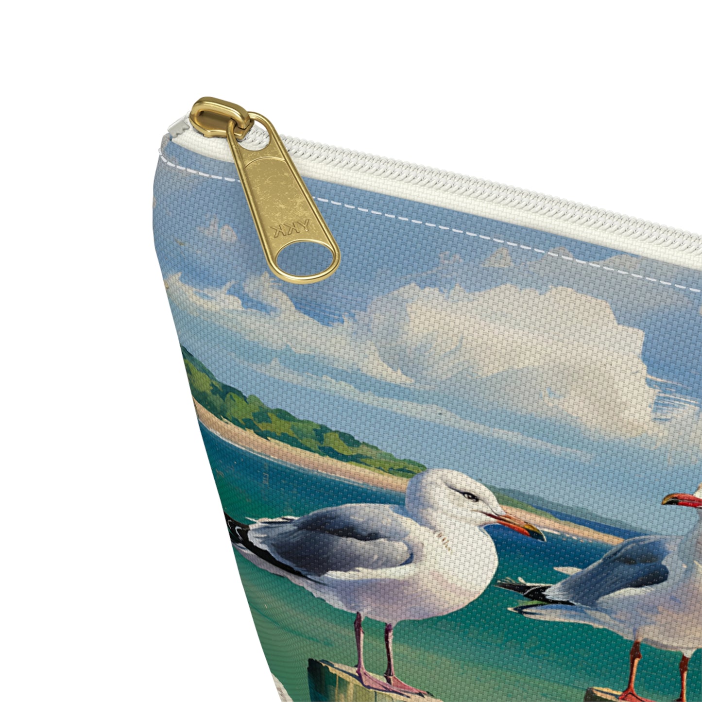 Coastal Seagull Accessory Pouch, Seaside Makeup Bag, Travel Organizer, Beach Themed Gift, Coastal Decor
