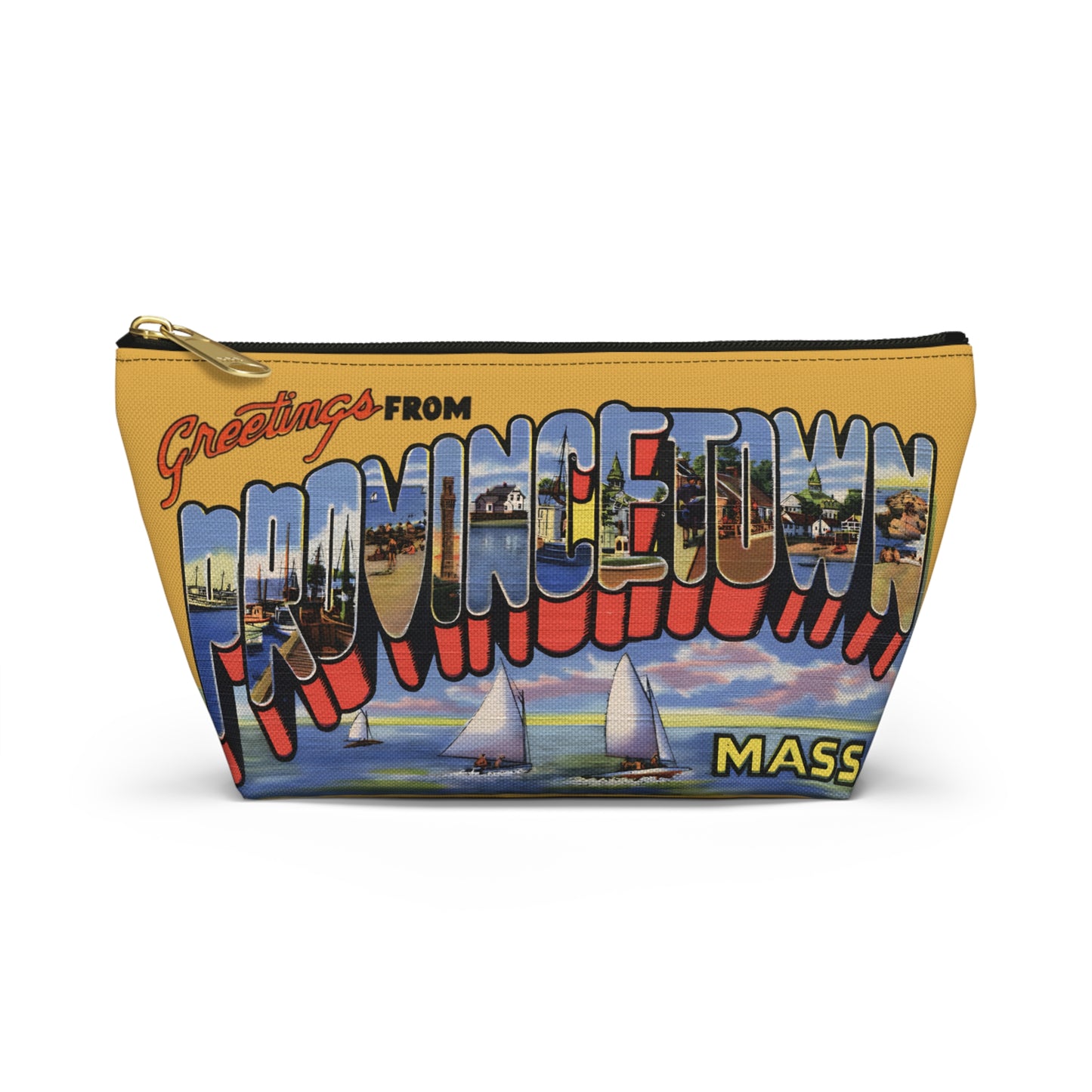 Provincetown Greetings Accessory Pouch - Travel Organizer, Makeup Bag, Cute Gift, T-bottom Zipper Pouch