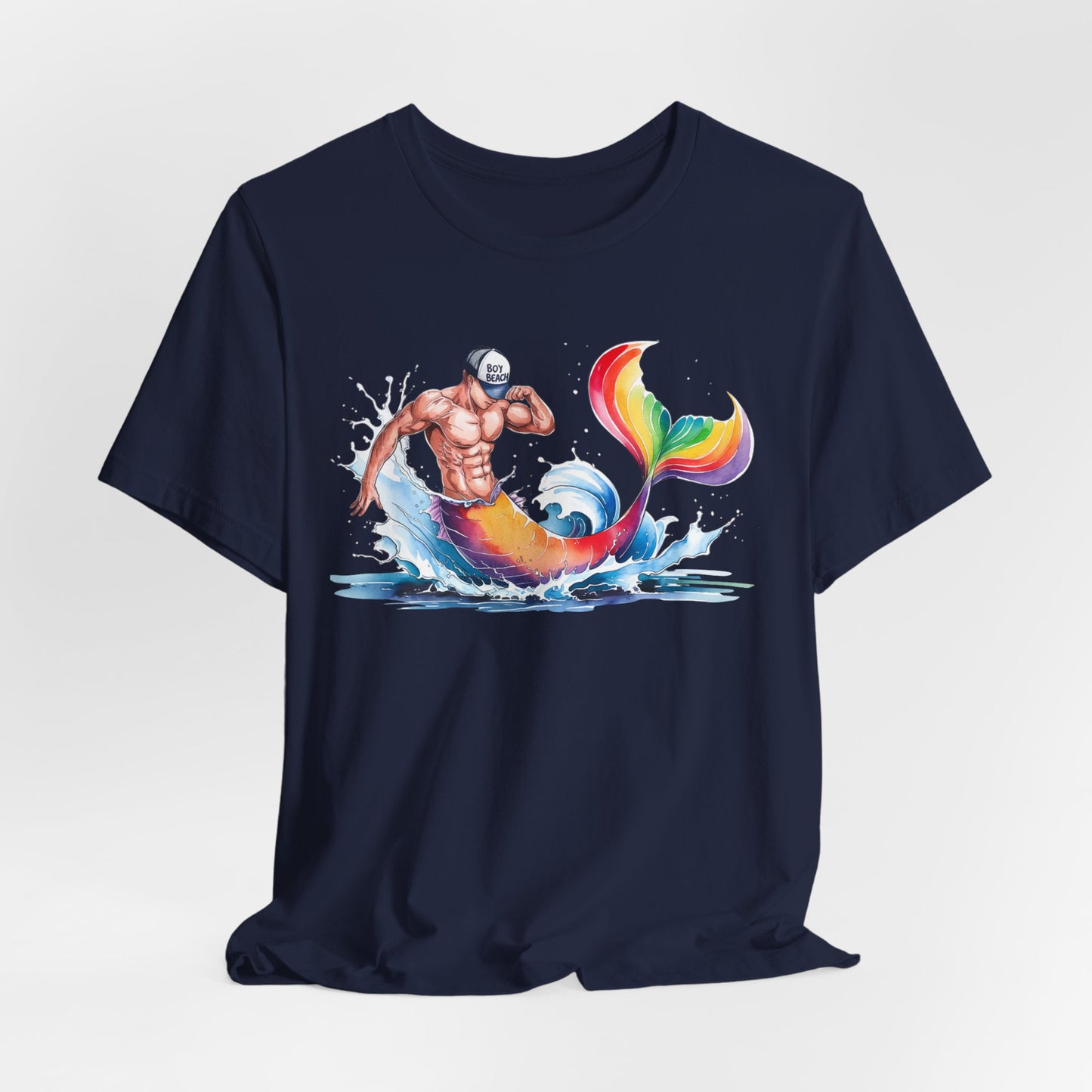 Boy Beach Provincetown, Lively Pride Mermaid Tee, Unisex Short Sleeve Shirt for Summer Fun, LGBTQ Pride Apparel, Beach Day Shirt, Gift for Friends