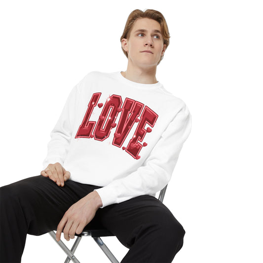 Love, Varsity, Valentine's Day Unisex Garment-Dyed Sweatshirt