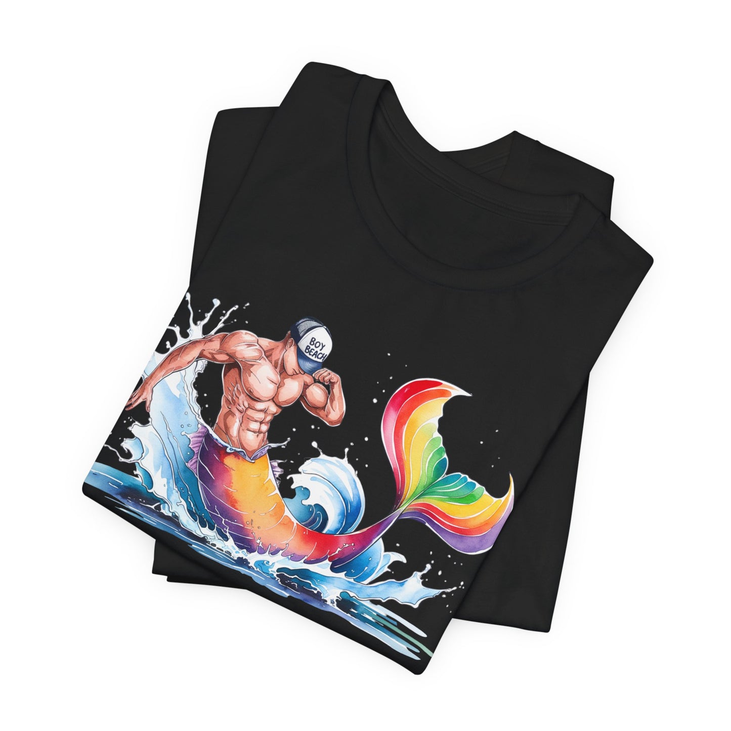 Boy Beach Provincetown, Lively Pride Mermaid Tee, Unisex Short Sleeve Shirt for Summer Fun, LGBTQ Pride Apparel, Beach Day Shirt, Gift for Friends