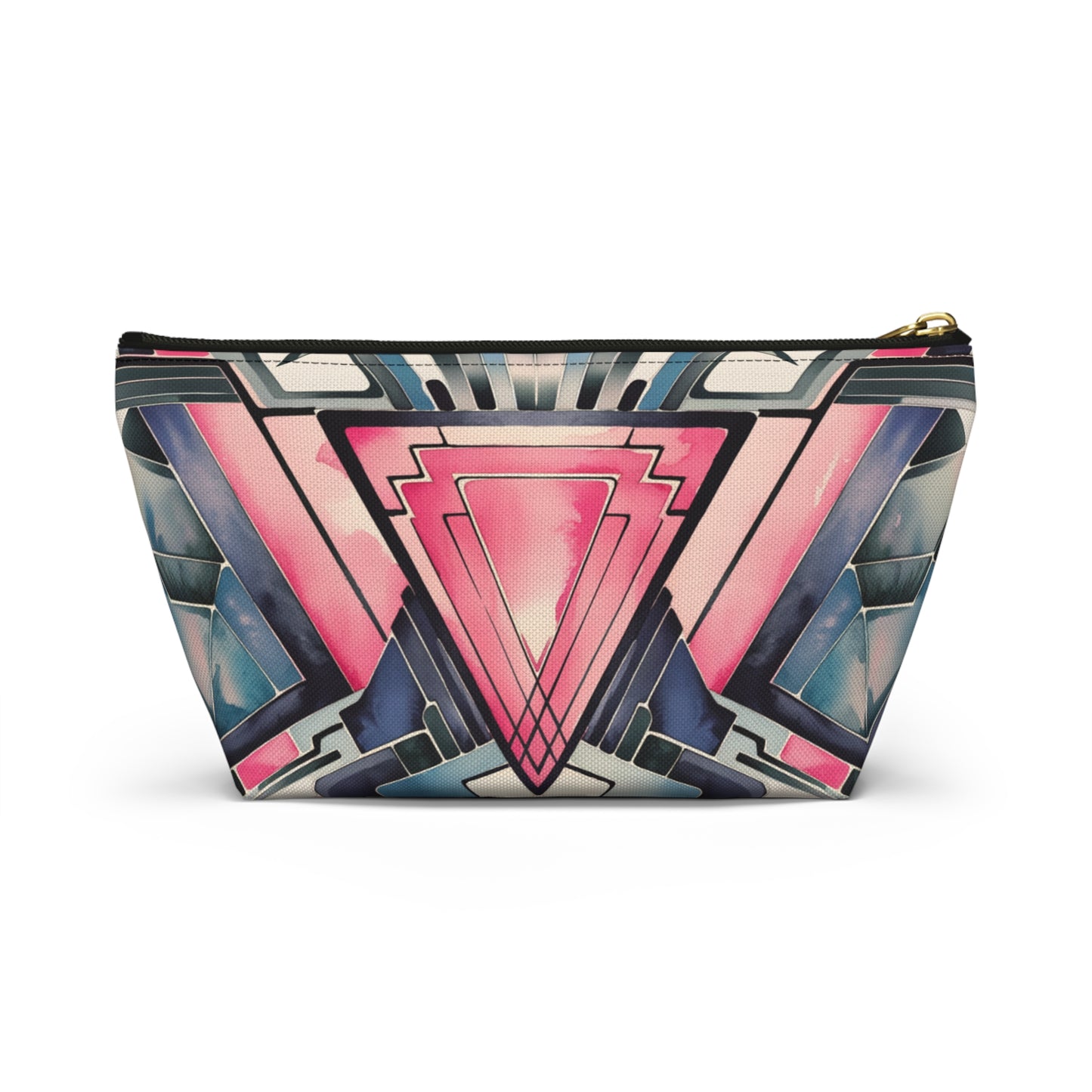 Pink Triangle, Geometric Accessory Pouch | Stylish Makeup Bag, Travel Organizer, Art-Inspired Clutch, Gift for Her, Fashionable Storage