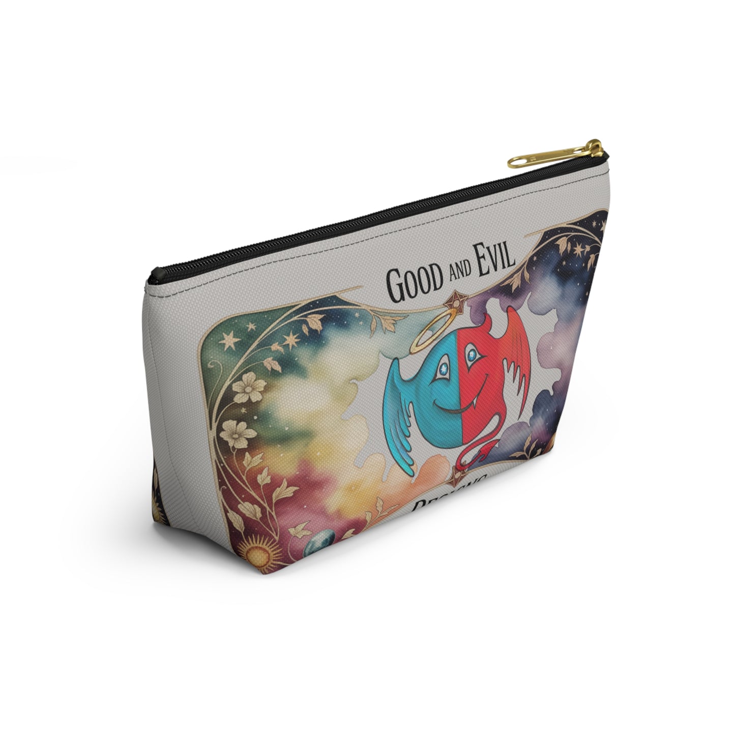 Good and Evil Desing Themed Accessory Pouch, Makeup Bag, Travel Organizer, Gift for Gamers, Cartoon Inspired
