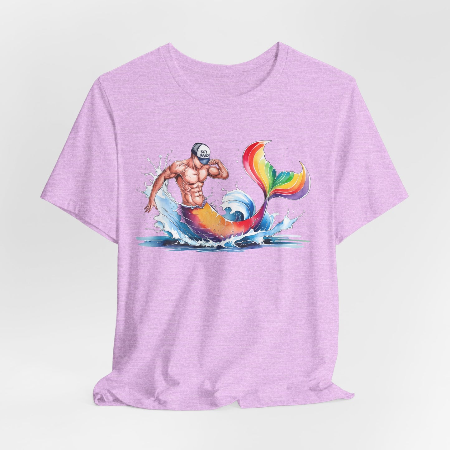 Boy Beach Provincetown, Lively Pride Mermaid Tee, Unisex Short Sleeve Shirt for Summer Fun, LGBTQ Pride Apparel, Beach Day Shirt, Gift for Friends