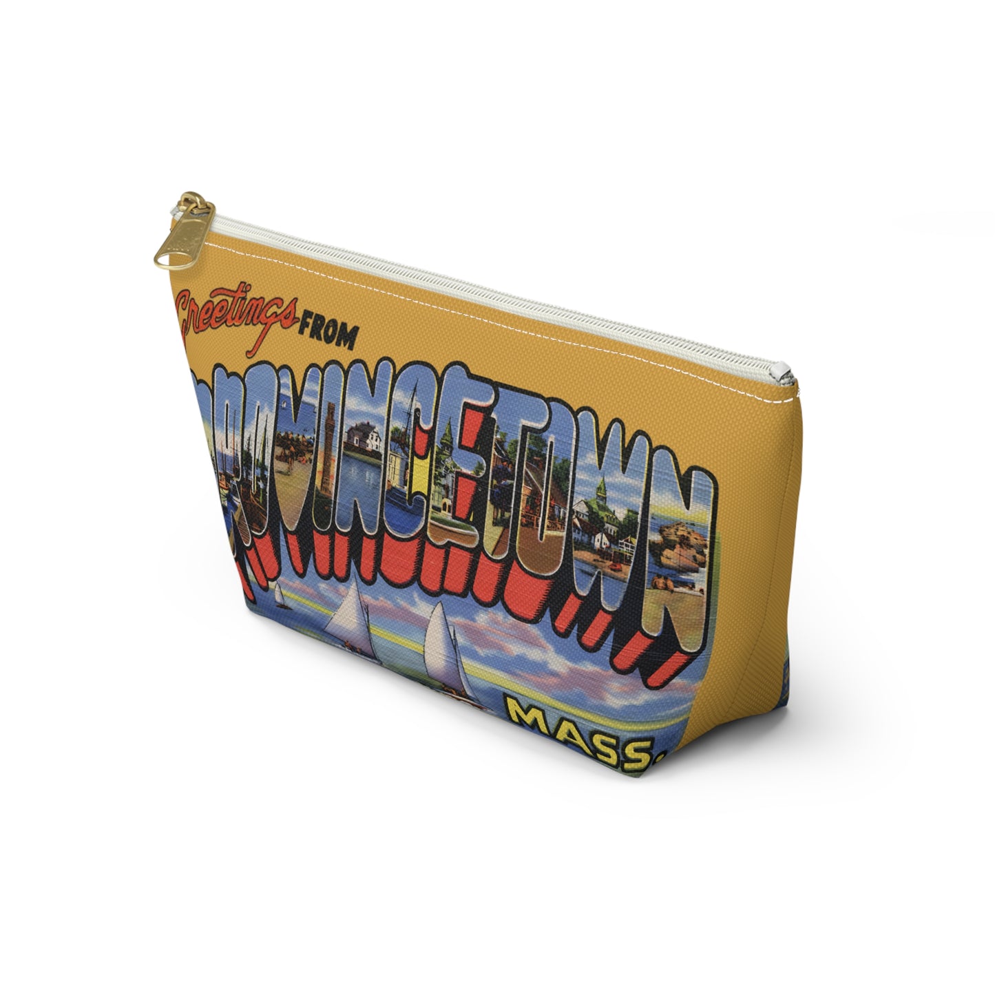 Provincetown Greetings Accessory Pouch - Travel Organizer, Makeup Bag, Cute Gift, T-bottom Zipper Pouch