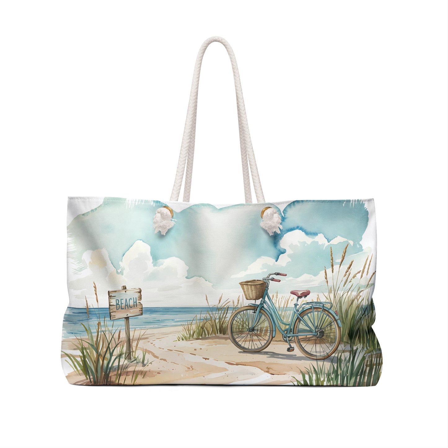 Beach Bike Ride Weekender Bag, Perfect for Summer Trips, Vacation Getaway, Beach Lover Gift, Eco-Friendly Tote, Travel Companion